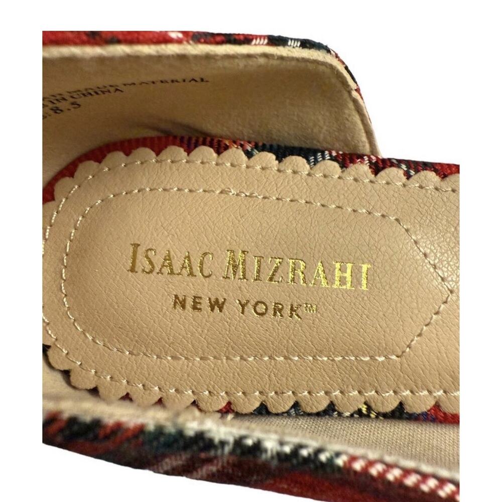 Isaac Mizrahi New York 8 Amaya Red Tartan Plaid Flats D'orsay Preppy Cottagecore - Picture 2 of 10